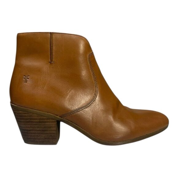 Frye Jennifer Leather Ankle Booties Women’s Size 8.5M Cognac Tan EUC - Picture 1 of 9